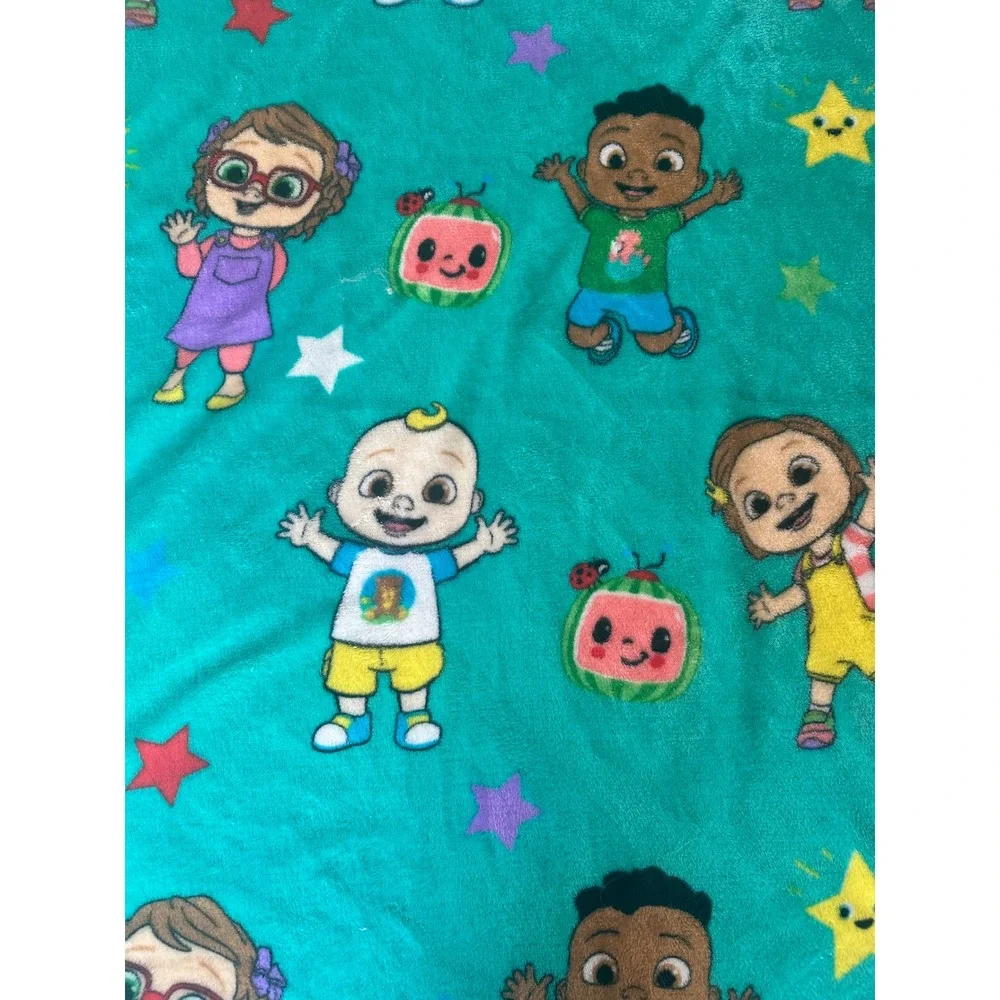 Cocomelon JJ and Friends Teal Fleece Throw Blanket Toddler Bedding Jay Franco
